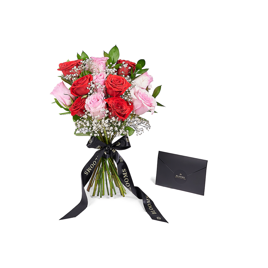 Valentine's Day 12 Stem Red & Pink Rose Bouquet, America Flower Delivery, Valentine's Day gifts, roses. Blooms America Delivery