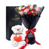 Valentine's Day 12 Stem Red & Pink Rose Bouquet With Box & Bear, America Flower Delivery, Valentine's Day gifts, roses, plush gifts. America Blooms Delivery