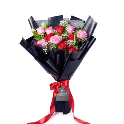 Valentine's Day 12 Stem Red & Pink Rose Bouquet, America Flower Delivery, Valentine's Day gifts, roses. Blooms America Delivery
