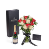 Valentine's Day 12 Stem Red & White Rose Bouquet With Box & Champagne, Valentine's Day gifts, roses, champagne gifts, America Blooms Delivery