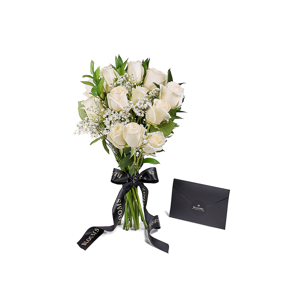 Valentine's Day 12 Stem White Rose Bouquet, America Same Day Flower Delivery, Valentine's Day gifts, roses