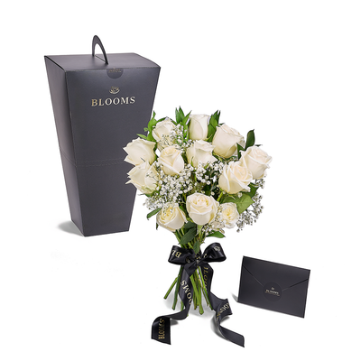 Valentine's Day 12 Stem White Rose Bouquet, America Same Day Flower Delivery, Valentine's Day gifts, roses