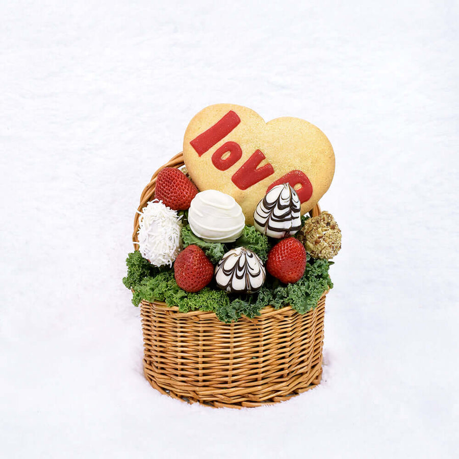 Valentine's Day Chocolate Dipped Strawberries & Cookie, America Blooms Delivery