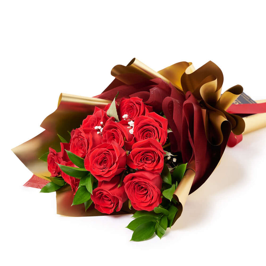Valentine's Day Dozen Red Roses Bouquet,Blooms America Same Day Flowers Delivery, Valentine's Day gifts