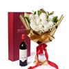 Valentine's Day Dozen White Rose Bouquet With Box & Wine, America Blooms Delivery