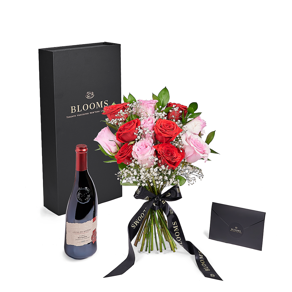 Valentine's Roses with Wine Gift Box – how the gift is presented