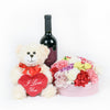 Carnation Hat Box With Wine and Plush - America delivery