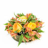 Autumnal floral hat box arrangement in yellows and oranges, from America Blooms - America Delivery.