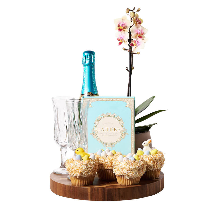 Bubbly Easter Orchid Gift, sparkling wine gift, sparkling wine, champagne gift, champagne, orchid gift, orchid, cupcake gift, cupcake, chocolate gift, chocolate. America Blooms- America Blooms Delivery