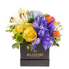 Bursting Beauty Iris Box Arrangement, Iris and mixed floral box arrangement from America Blooms - America Delivery.