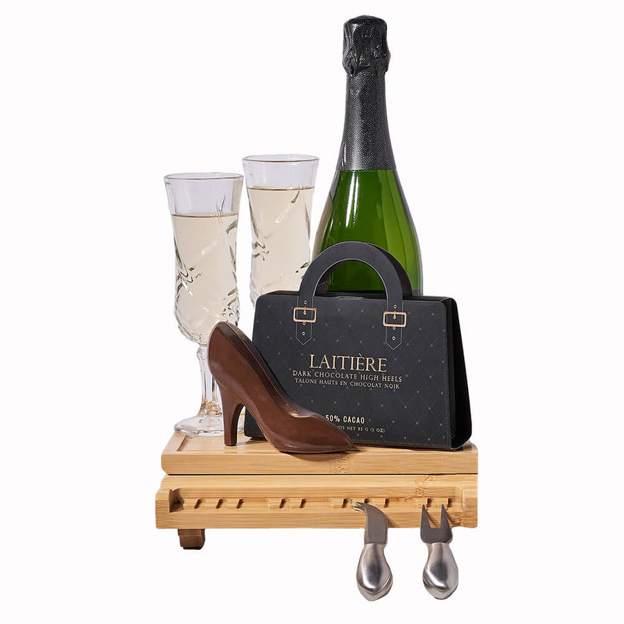 Champagne & Dark Chocolate Board, champagne gift, champagne, sparkling wine gift, sparkling wine, chocolate gift, chocolate, gourmet gift, gourmet. America Blooms- America Blooms Delivery