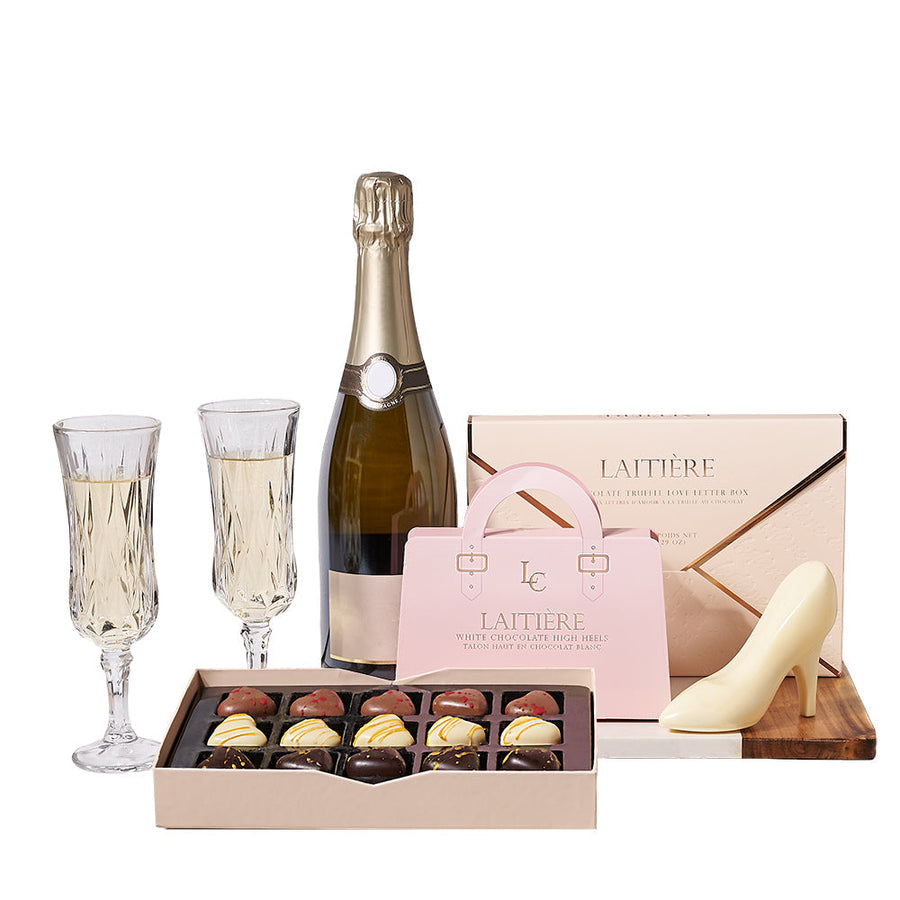 Champagne & Sharable Love Letter Gift, champagne gift, champagne, sparkling wine gift, sparkling wine, chocolate gift, chocolate, gourmet gift, gourmet. America Blooms- America Blooms Delivery