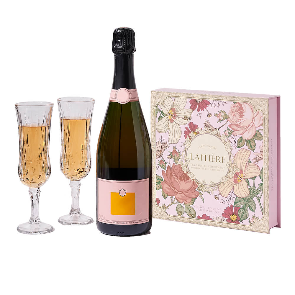 Champagne & Truffles for Two, chocolate gift, chocolate, champagne gift, champagne, sparkling wine gift, sparkling wine. America Blooms-America Blooms Delivery