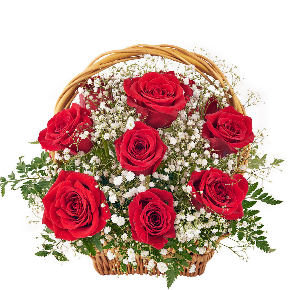 Signature Red Rose Basket Bouquet – how the gift is presented