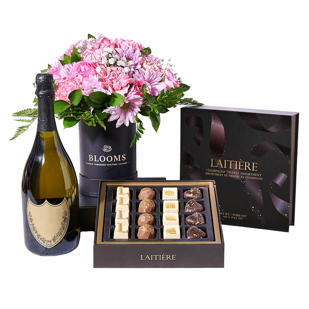 Truffle Assortment with Champagne – how the gift is presented