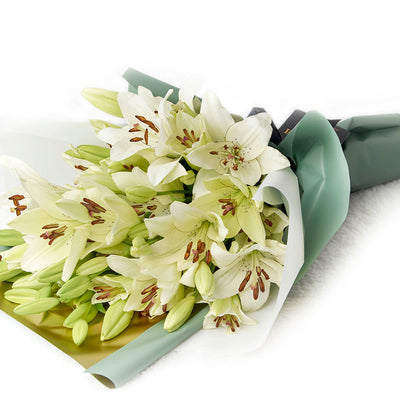 Crisp Snow Lily Bouquet, from America Blooms - Same Day America Delivery.