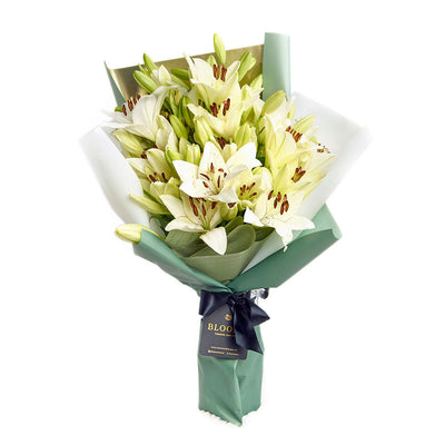 Crisp Snow Lily Bouquet, from America Blooms - Same Day America Delivery.