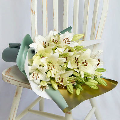 Crisp Snow Lily Bouquet, from America Blooms - Same Day America Delivery.