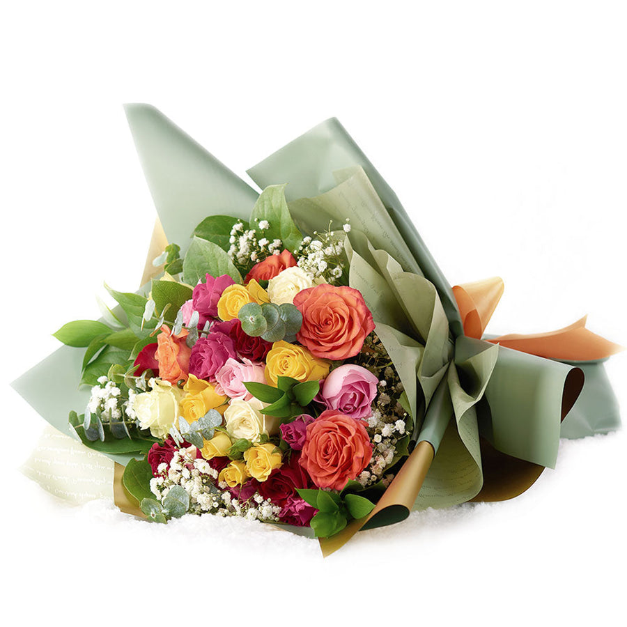 Daydream Fantasy Rose Bouquet Warm-toned mixed rose bouquet, from America Blooms - America Delivery.