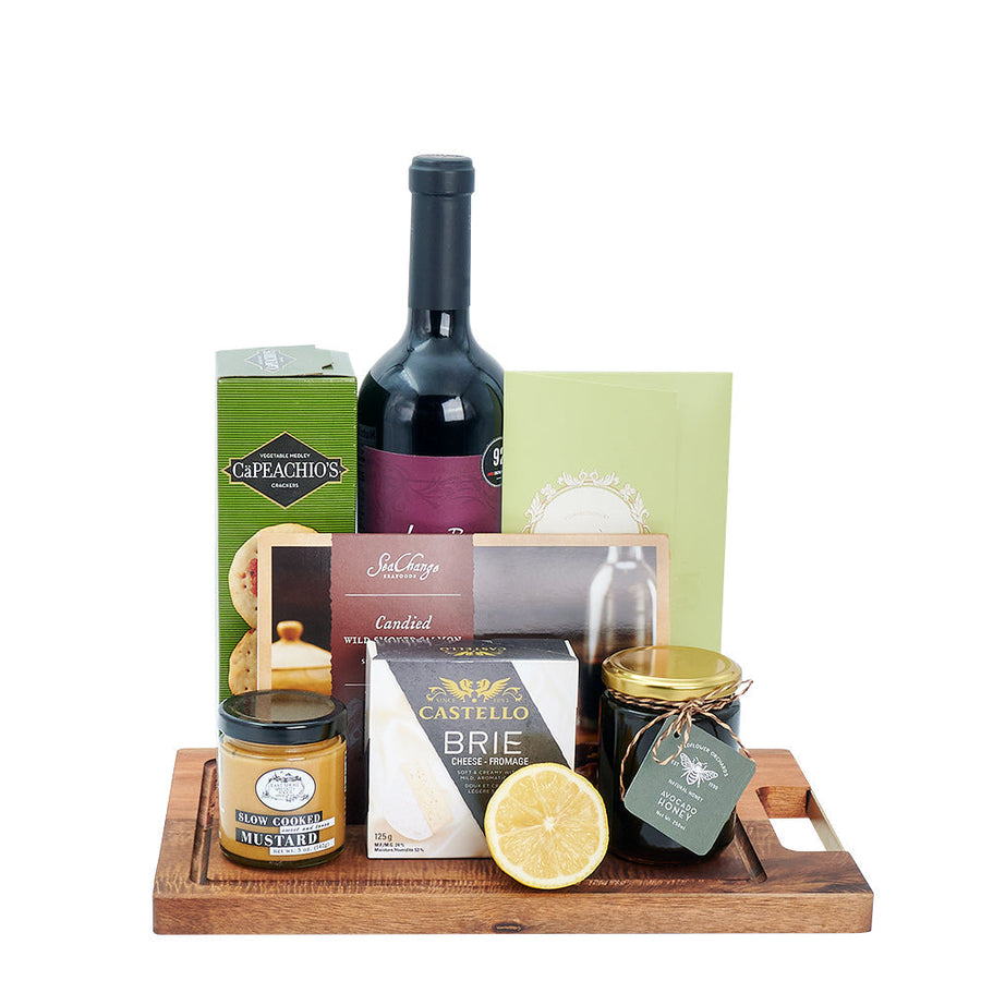 Deluxe Salmon & Wine Gift Basket. Wine, Cheese, Salmon, Chocolate Gift Set from America Blooms - America Delivery.