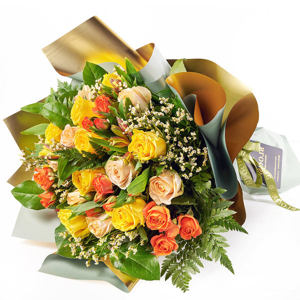 English Fall Mixed Rose Bouquet, from America Blooms - Same Day America Delivery. 