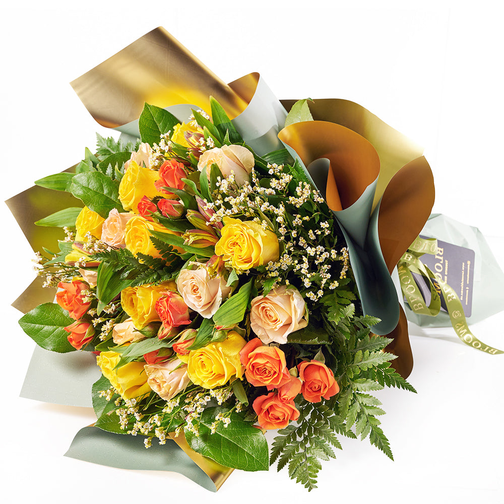 English Fall Mixed Rose Bouquet, from America Blooms - Same Day America Delivery. 