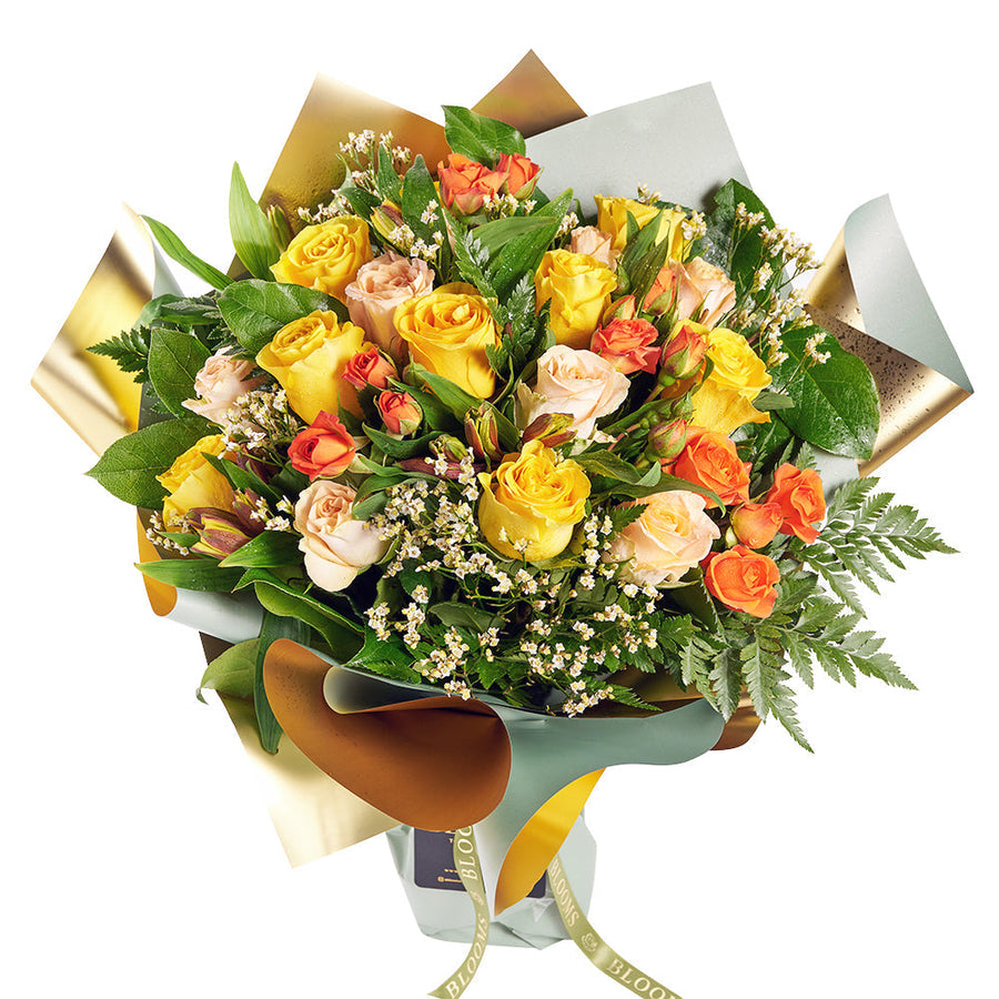 English Fall Mixed Rose Bouquet, from America Blooms - Same Day America Delivery. 