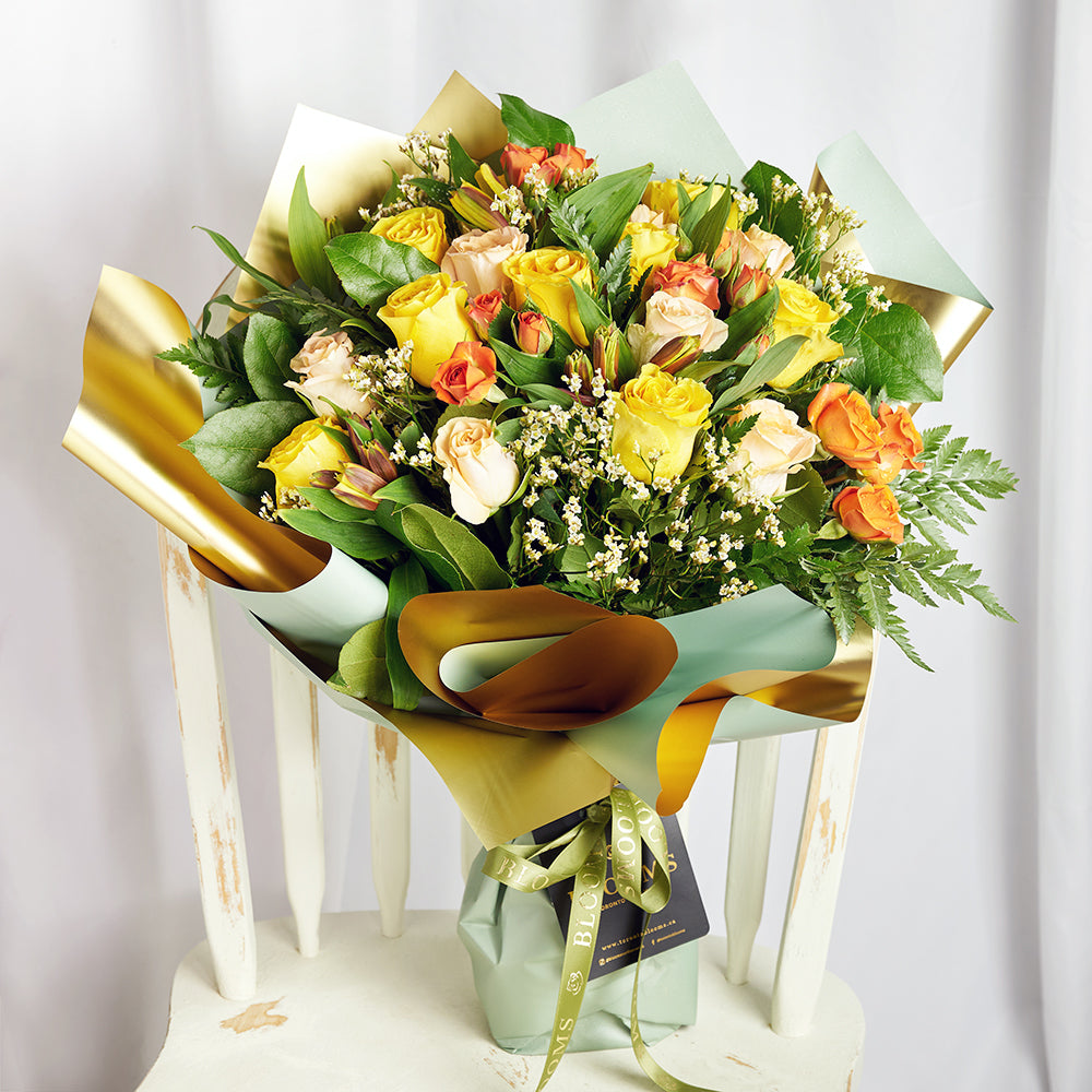 English Fall Mixed Rose Bouquet, from America Blooms - Same Day America Delivery. 