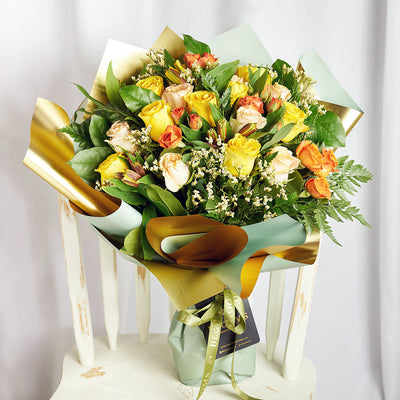 English Fall Mixed Rose Bouquet, from America Blooms - Same Day America Delivery.