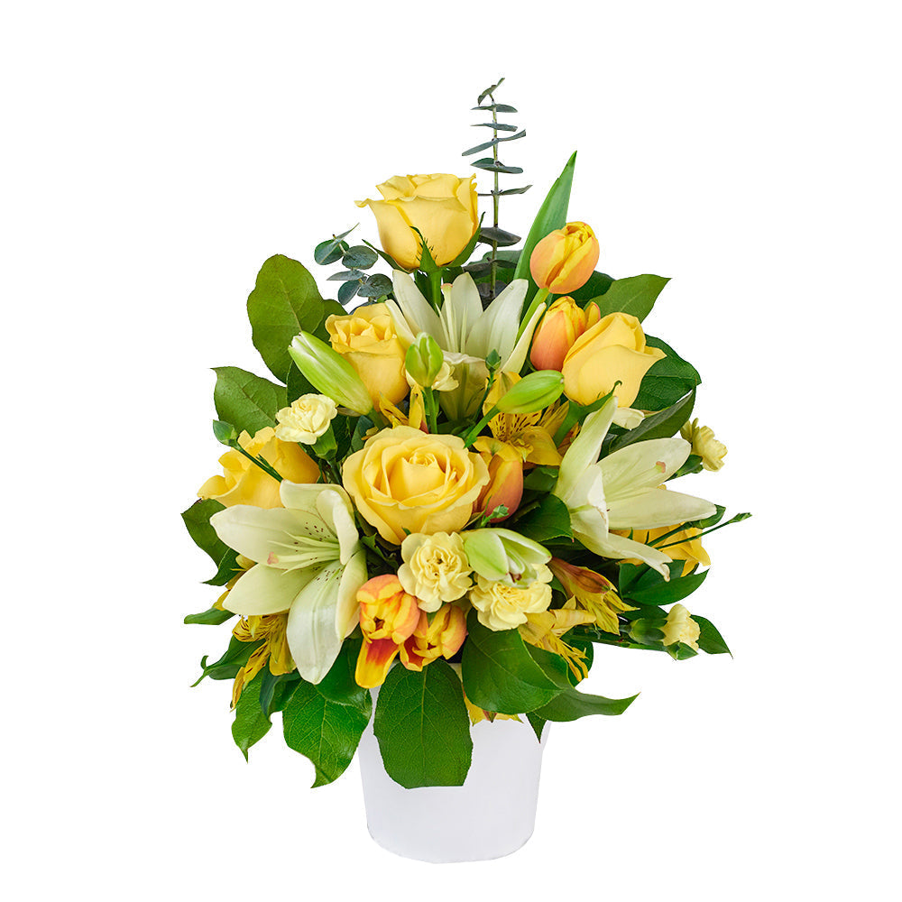 Gold &amp; Cream Mixed Arrangement, Flower Gifts from America Blooms - America Delivery.