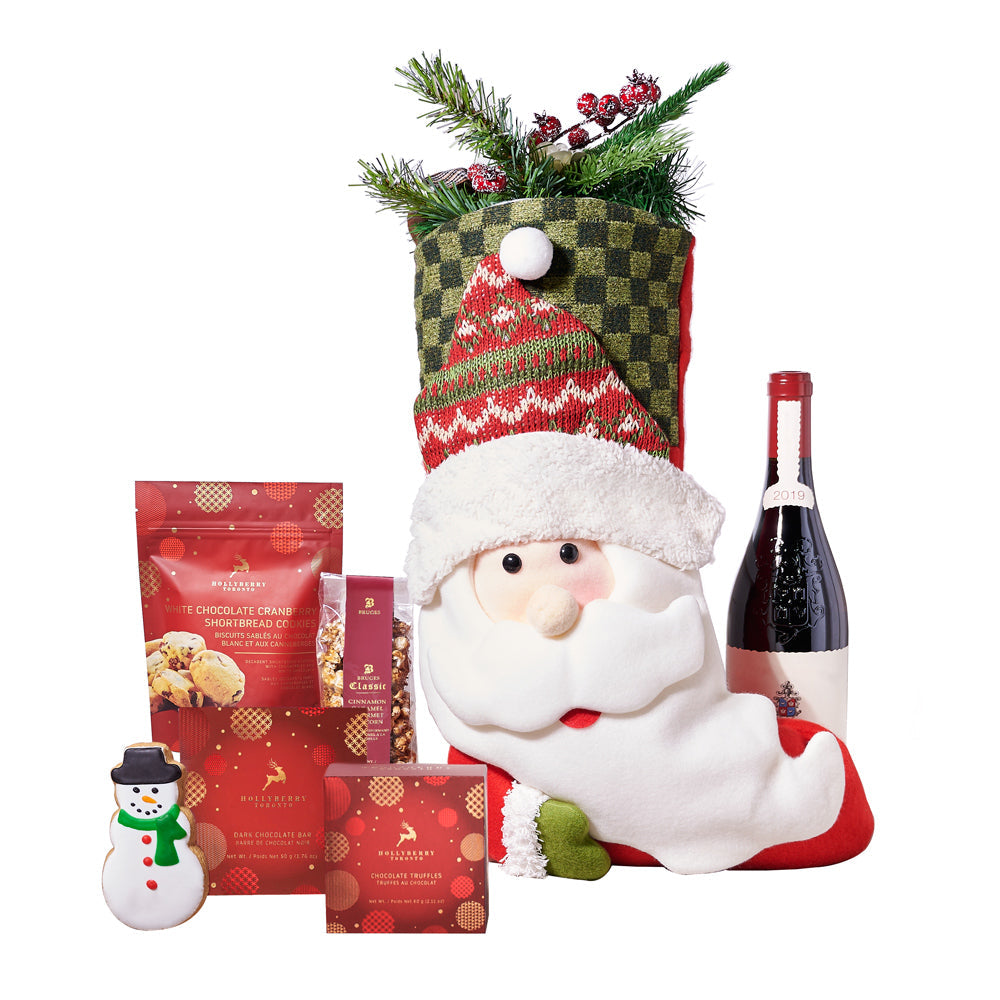 Holiday Stocking Wine Gift Set, wine gift basket, wine gift, wine, christmas gift basket, christmas gift, christmas, holiday gift basket, holiday gift, holiday, gourmet gift basket, gourmet gift, gourmet. America Blooms- America Blooms Delivery