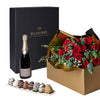 Love Like This Rose Gift Box, rose gift, roses, champagne gift, champagne, sparkling wine gift, sparkling wine, rose gift, roses, flower gift, flowers, chocolate covered strawberries, chocolate covered strawberry gift, valentines gift, valentines. Blooms America Delivery