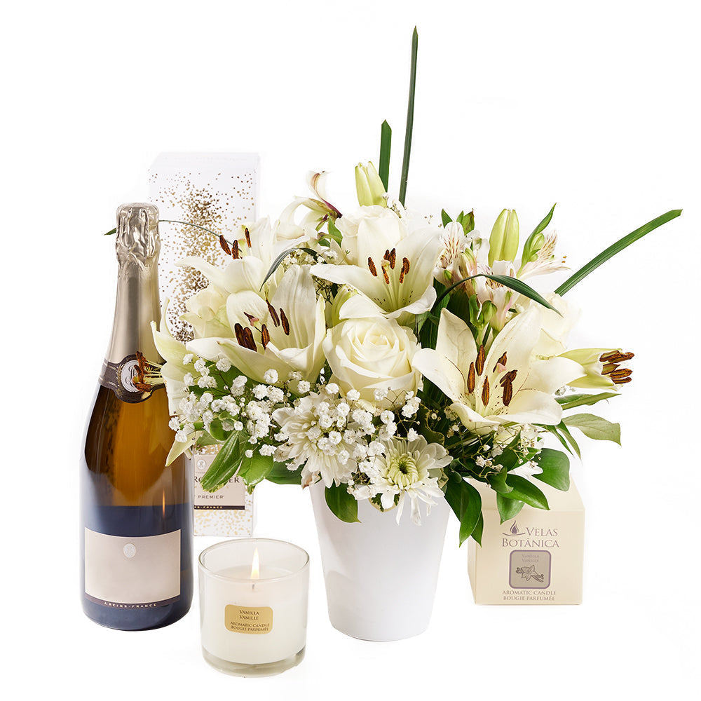 Champagne and Mixed Bouquet - Flower Gift Set - America Blooms- America Blooms  Delivery 