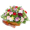 Champagne and flower basket. Same day Blooms America delivery