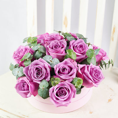 Luxe Passion Flower Box - Roses Hat Box Gift Set - Blooms America  Delivery