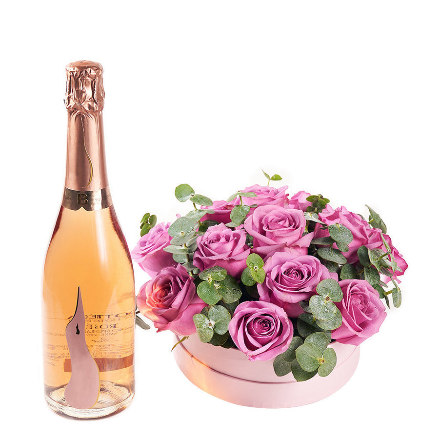 Luxe Passion Flowers and Champagne Gift, Roses and Champagne Gift Set from America Blooms - America Delivery.