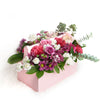 Pink Toolbox Garden Arrangement, Pink and white mixed floral arrangement in a pink toolbox, from America Blooms - America Delivery.