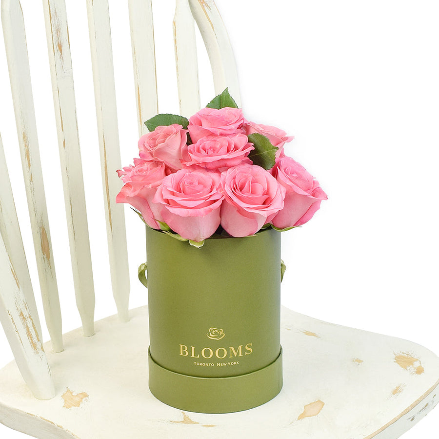 Pink Glow Box Rose Set, Pink Roses Gift, Rose Gift Hat Box, Rose Hat Box, Rose Arrangement, Blooms America Blooms America Delivery