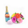 Posh Delights Champagne & Flower Gift, Daisy floral arrangement with champagne and chocolate truffles, from America Blooms - America Delivery.