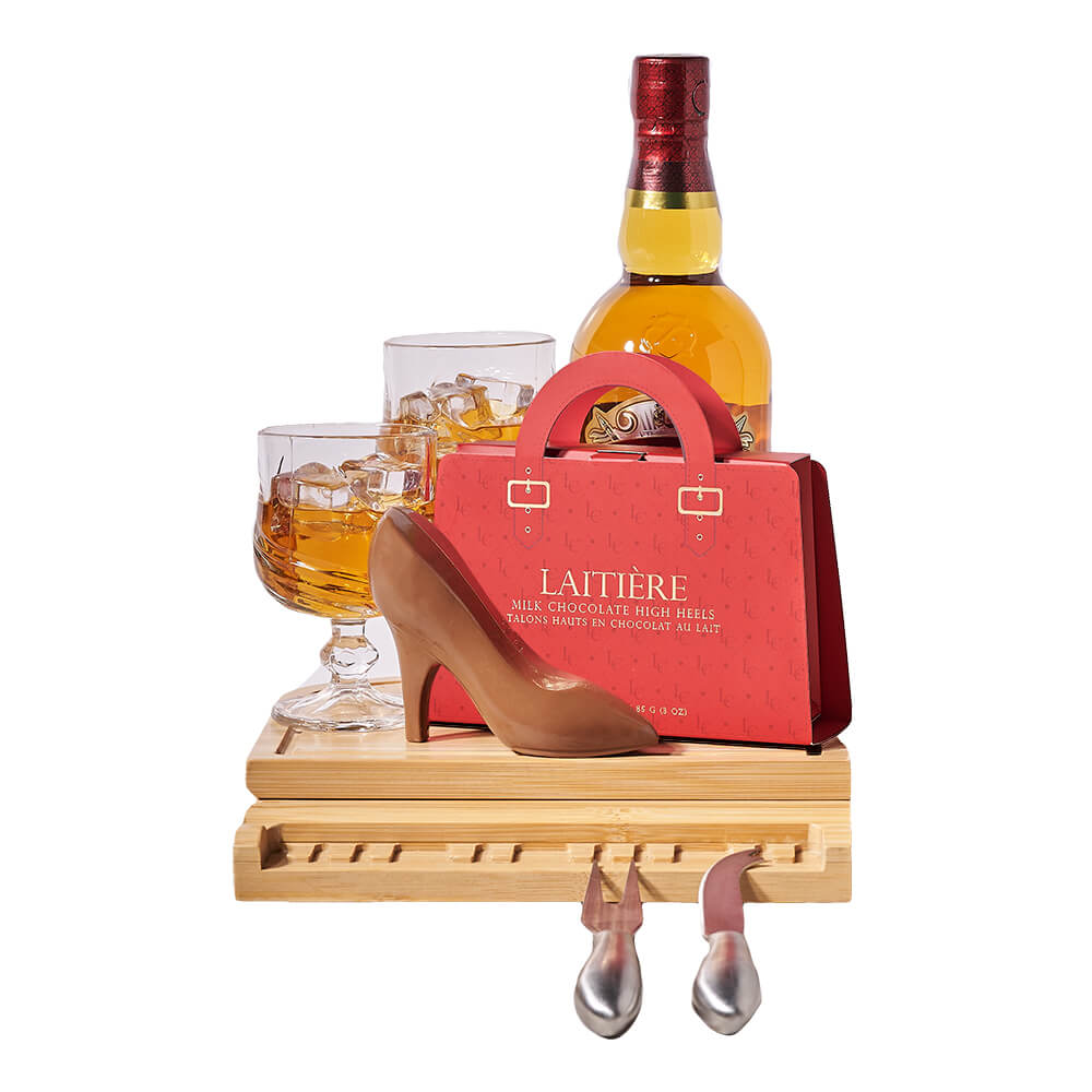 Spirits &amp; Chocolate Heel Set, liquor gift, liquor, chocolate gift, chocolate, gourmet gift, gourmet. America Blooms- America Blooms Delivery