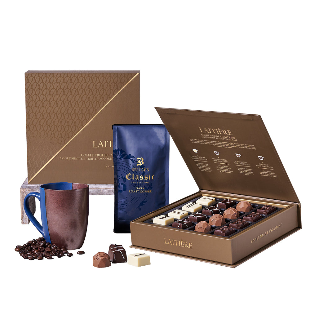 Bruges Dark Roast Coffee with Two-Tone Mug Gift Set – how the gift is presented