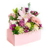 Think of Pink Box Arrangement, Pink and white mixed floral arrangement in a pink toolbox, from America Blooms - Day America Delivery.