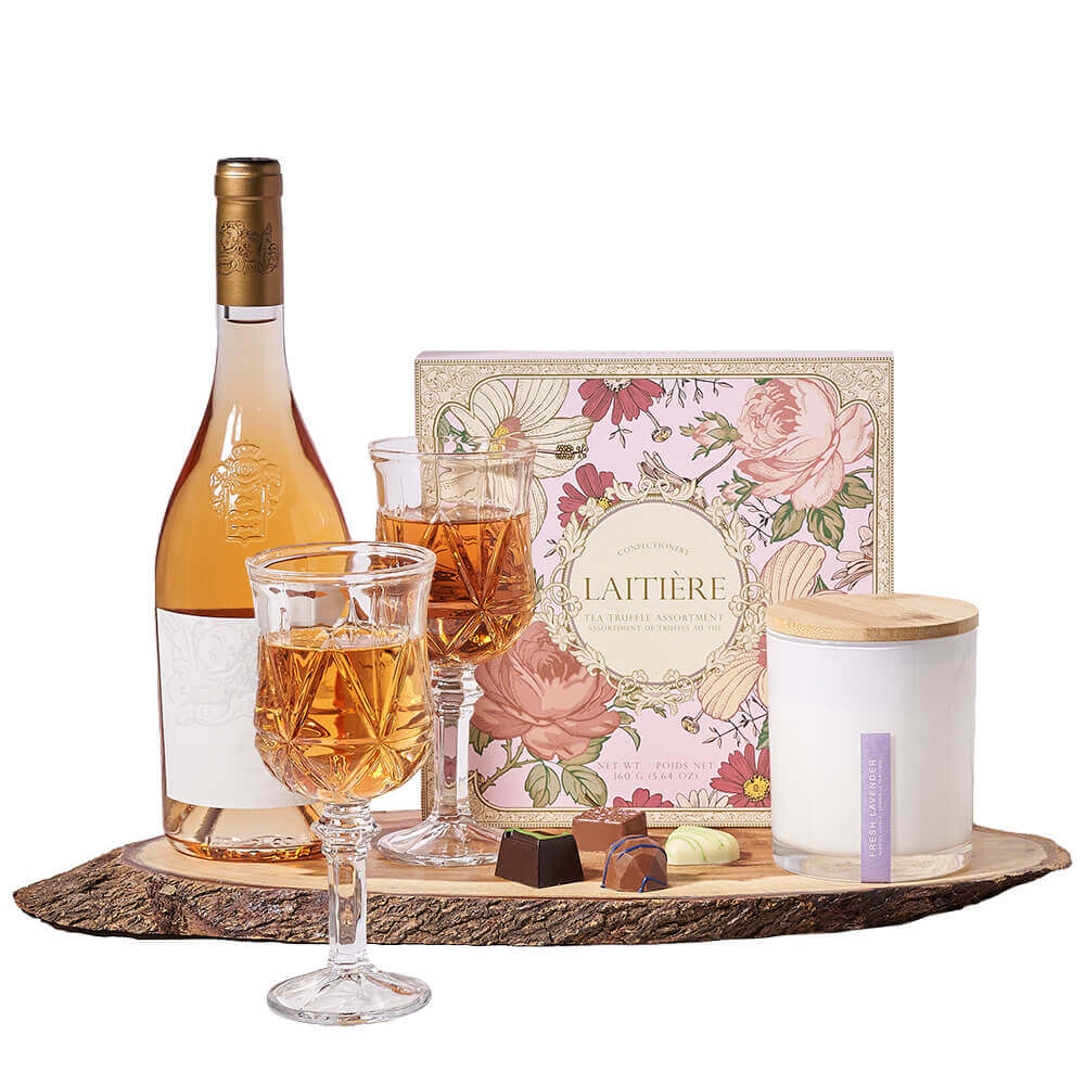 Wine &amp; Fine Things Set, wine gift, wine, chocolate gift, chocolate, candle gift, candle, gourmet gift, gourmet. America Blooms delivery.