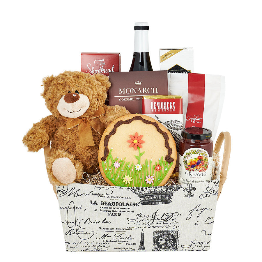 “With Love From Paris” Wine Gift Basket. Holiday Gifts from America Blooms - America Delivery.